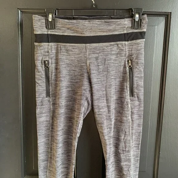 Lululemon Leggings Women Size 6 Black Gray Inspire Tight II Athletic Activewear - Picture 2 of 8